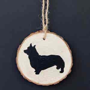 Corgi hanging Wood Slice