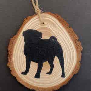 Pug hanging Wood Slice