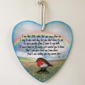 Large Robin Memorial Heart Plaque