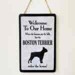 Boston Terrier Welcome Plaque