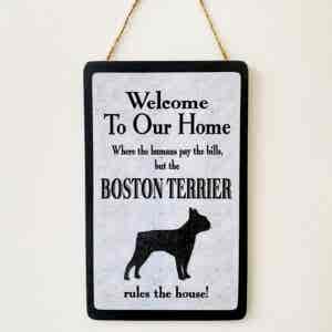 Boston Terrier Welcome Plaque