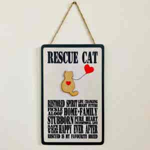 Rescue Cat Typography Plaque