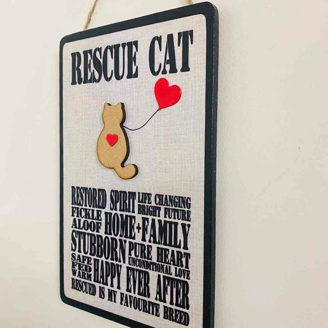 Rescue Cat Typography Plaque - Image 3