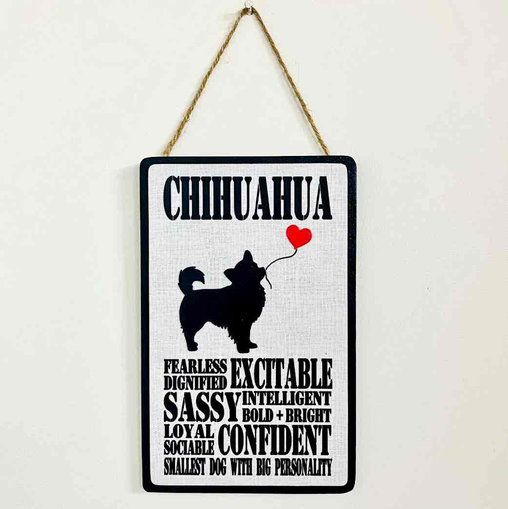 Chihuahua (long hair) Typography Plaque