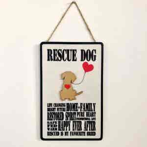 Rescue Dog Typography Plaque