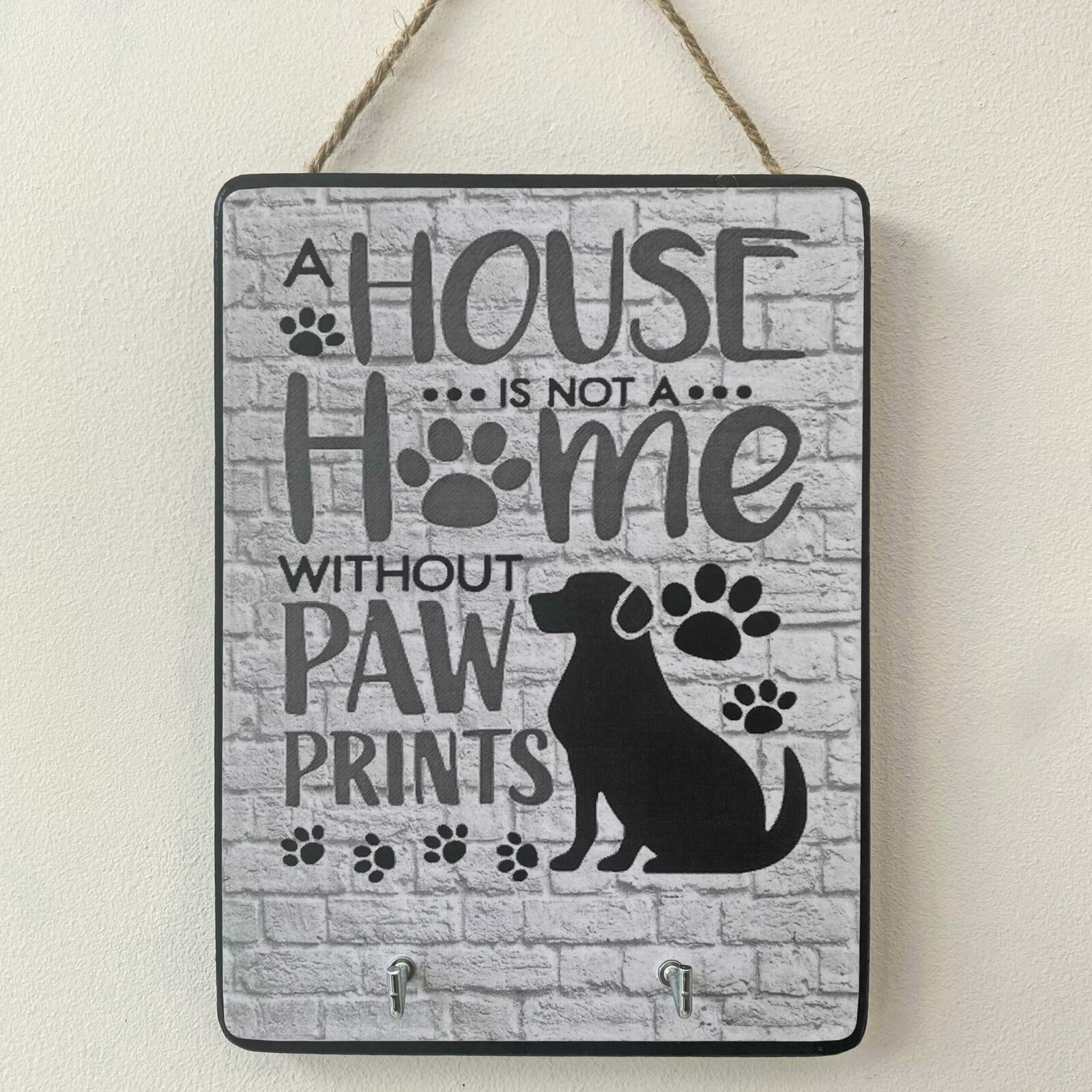 Double Hook Key/Small Dog Lead Hanger (black dog)