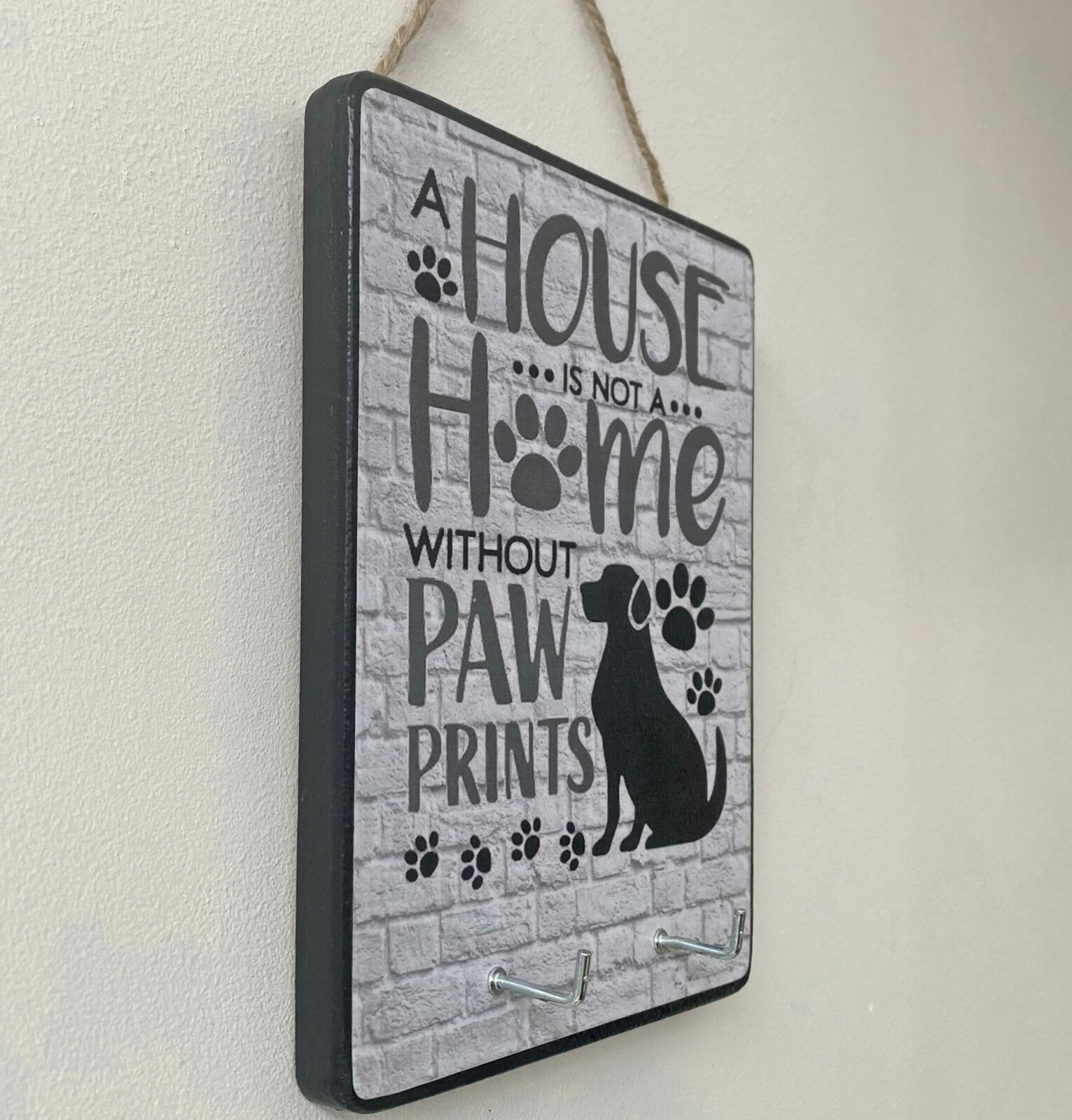 Double Hook Key/Small Dog Lead Hanger (black dog) - Image 2