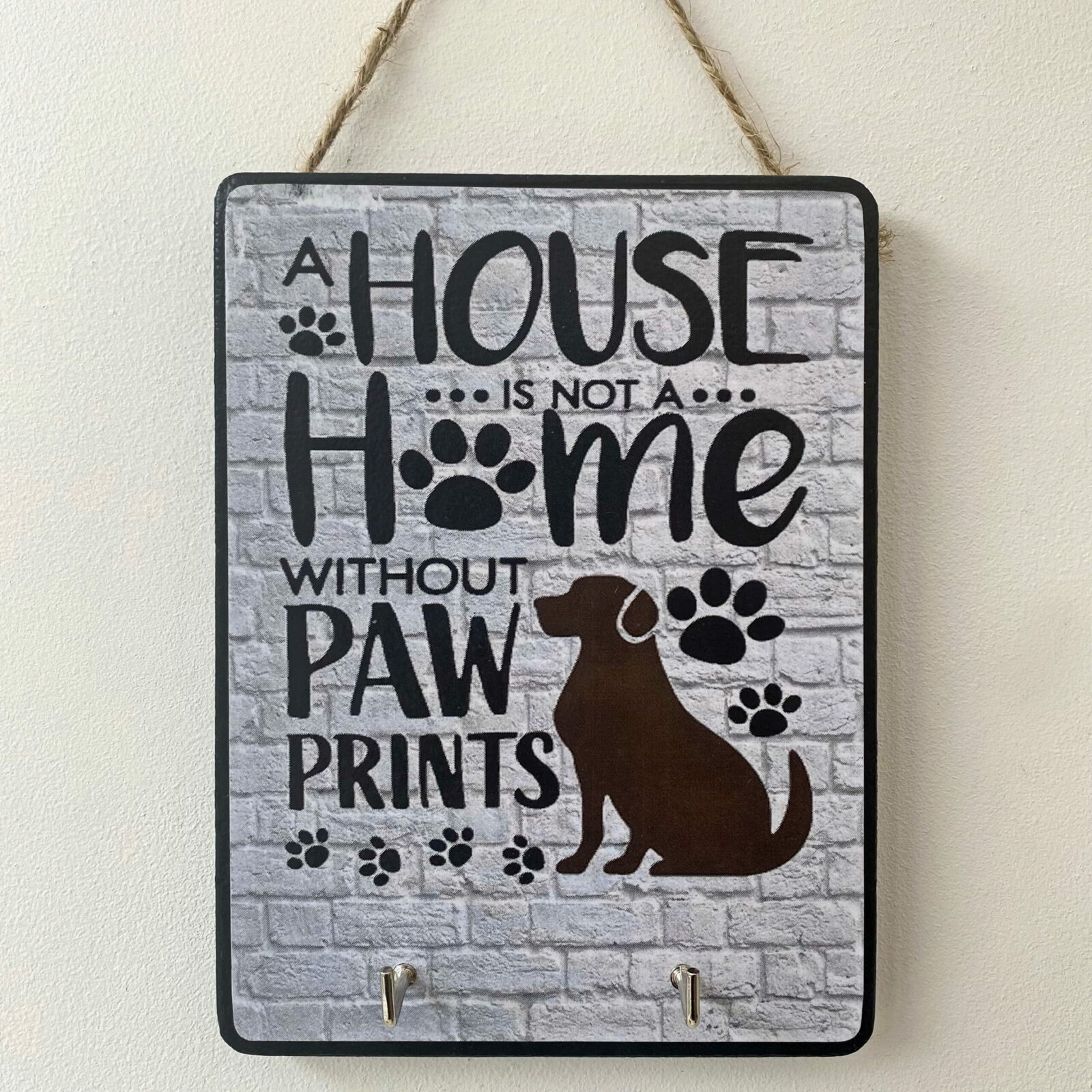 Double Hook Key/Small Dog Lead Hanger (brown dog)