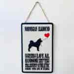 Norwegian Elkhound Typography Plaque