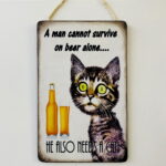 Humorous Tabby Cat & Beer Plaque