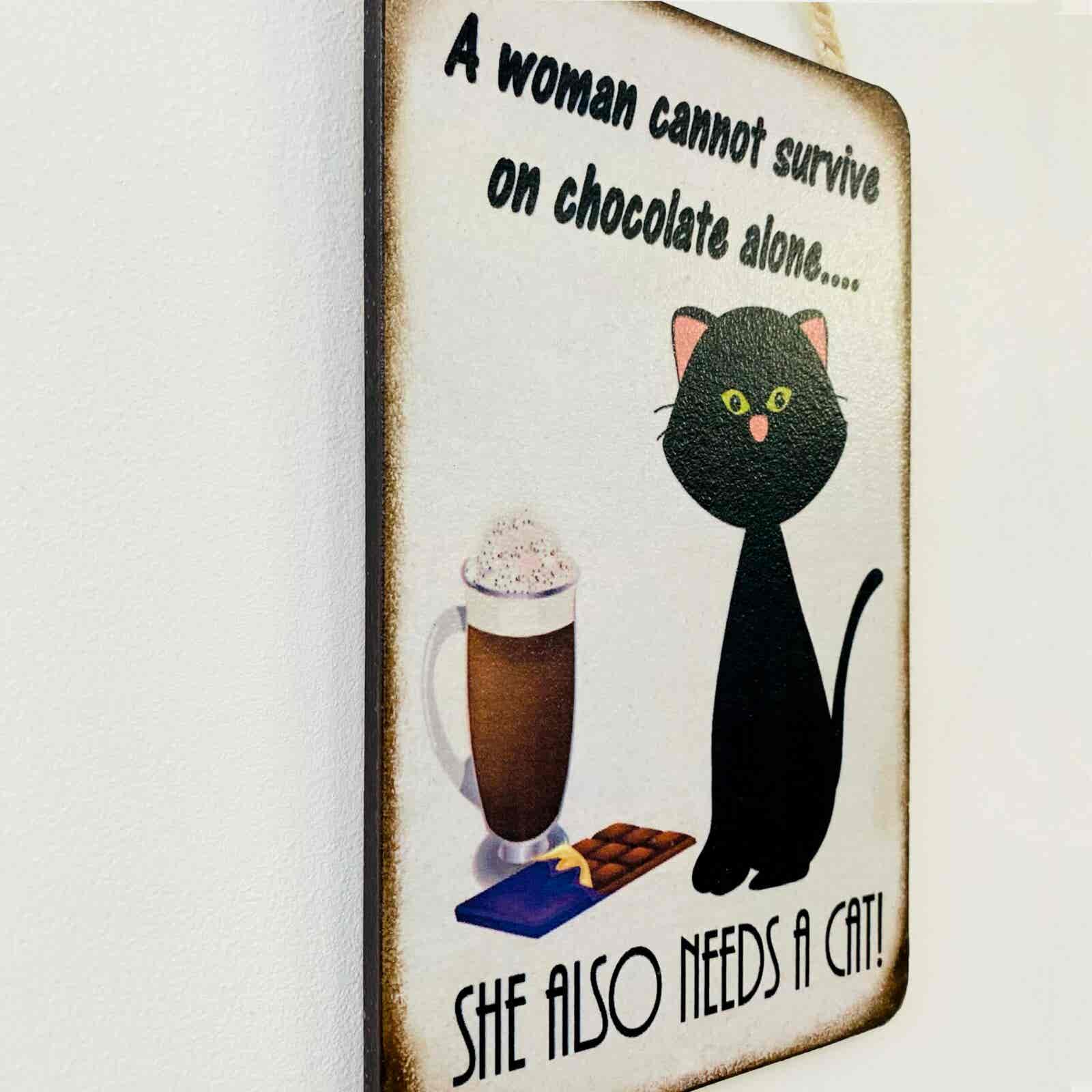 Humorous Black Cat & Chocolate Plaque - Image 2