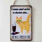 Humorous Ginger Cat & Chocolate Plaque