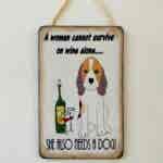 Humorous Beagle & Wine Plaque