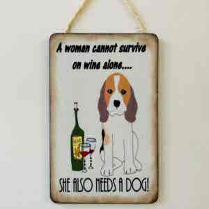 Humorous Beagle & Wine Plaque