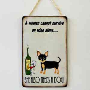Humorous Chihuahua & Wine Plaque
