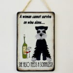 Humorous Schnauzer & Wine Plaque (Design 1)