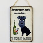Humorous Schnauzer & Wine Plaque (Design 2)