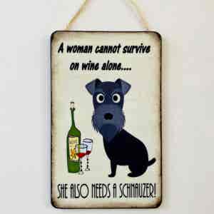 Humorous Schnauzer & Wine Plaque (Design 2)
