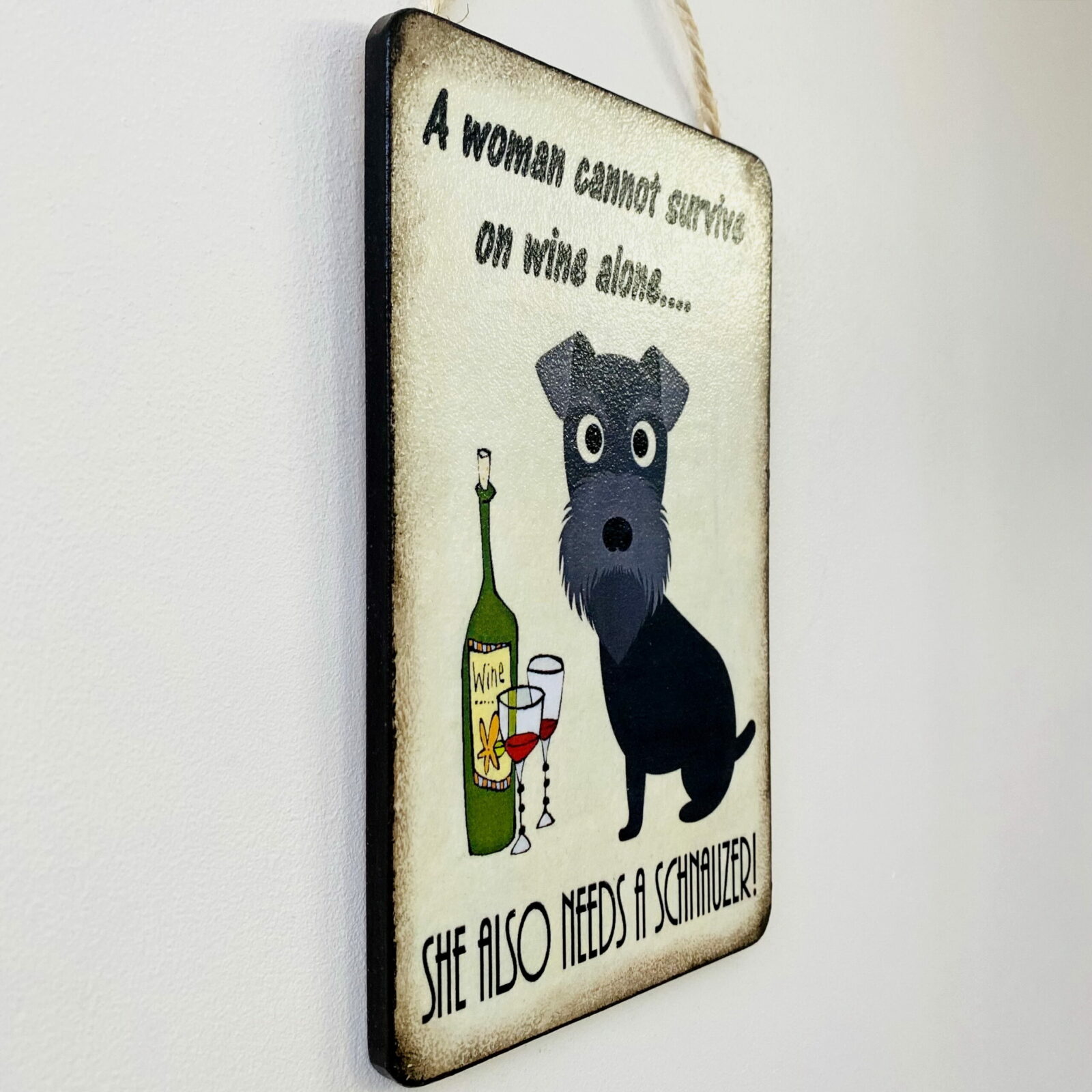 Humorous Schnauzer & Wine Plaque (Design 2) - Image 2