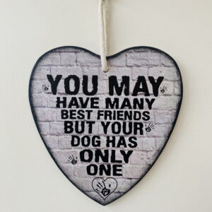 Large Wooden Heart - Dog Quotation - grey brick