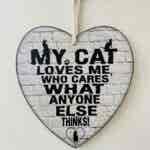 Large Wooden Heart - Cat Quotation