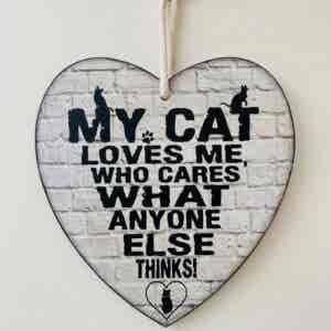 Large Wooden Heart - Cat Quotation