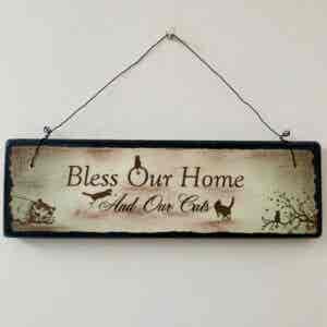 Bless Our Home (and our cats) Plaque