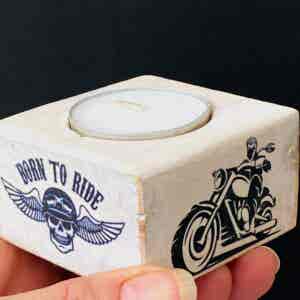 Born to Ride Wooden Block Tea Light Holder