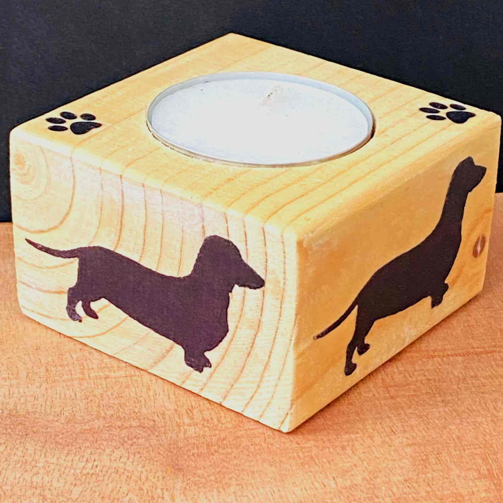 Dachshund Wooden Block Tea Light Holder - Image 3