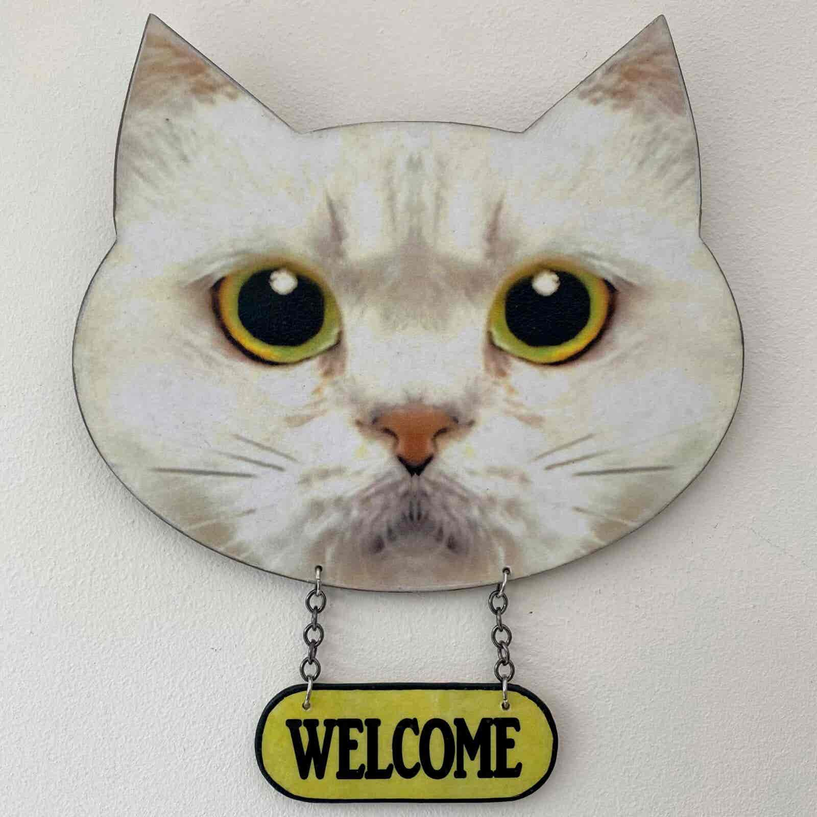 Cat Face Welcome plaque - White Cat - Image 5