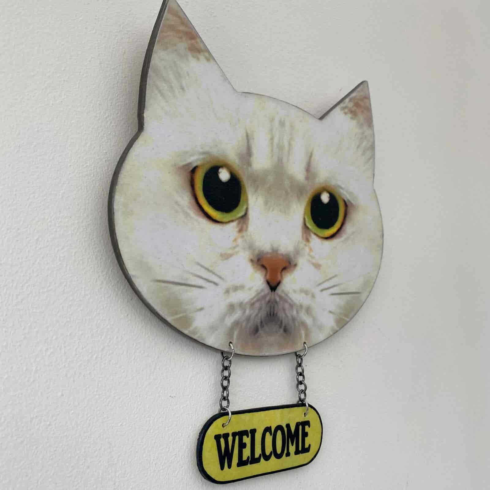 Cat Face Welcome plaque - White Cat - Image 6