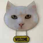 Cat Face Welcome plaque - White Cat