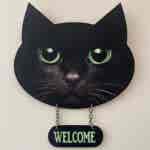 Cat Face Welcome plaque - Black Cat