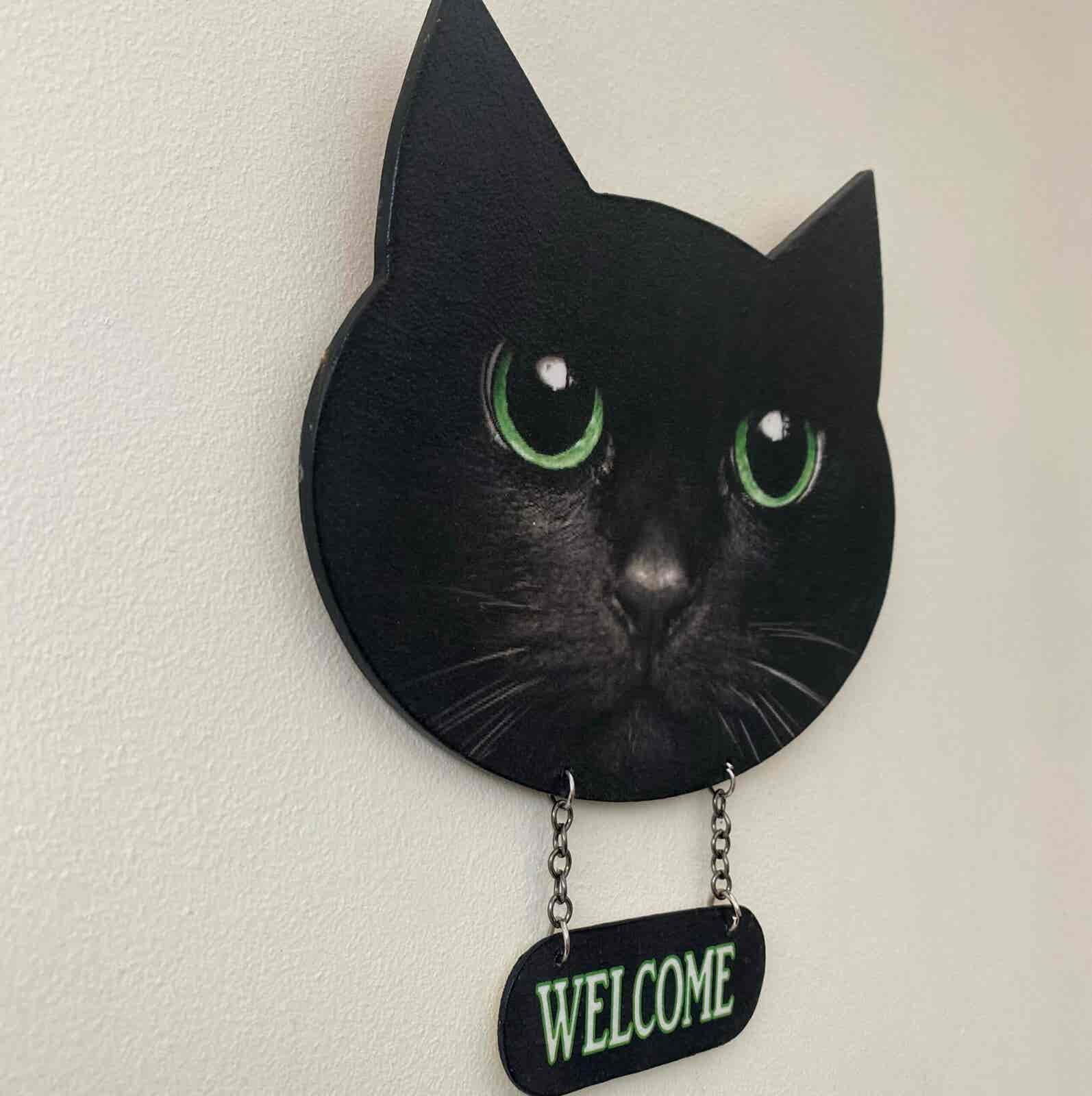 Cat Face Welcome plaque - Black Cat - Image 3