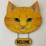 Cat Face Welcome plaque - Ginger (Cartoon face)