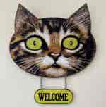 Cat Face Welcome plaque - Tabby