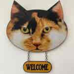 Cat Face Welcome plaque - Tortoiseshell