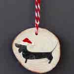 Dachshund Christmas hanging Wood Slice