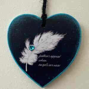 White Feather Heart Memorial Plaque