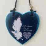 White Feather Heart Pet Memorial Plaque