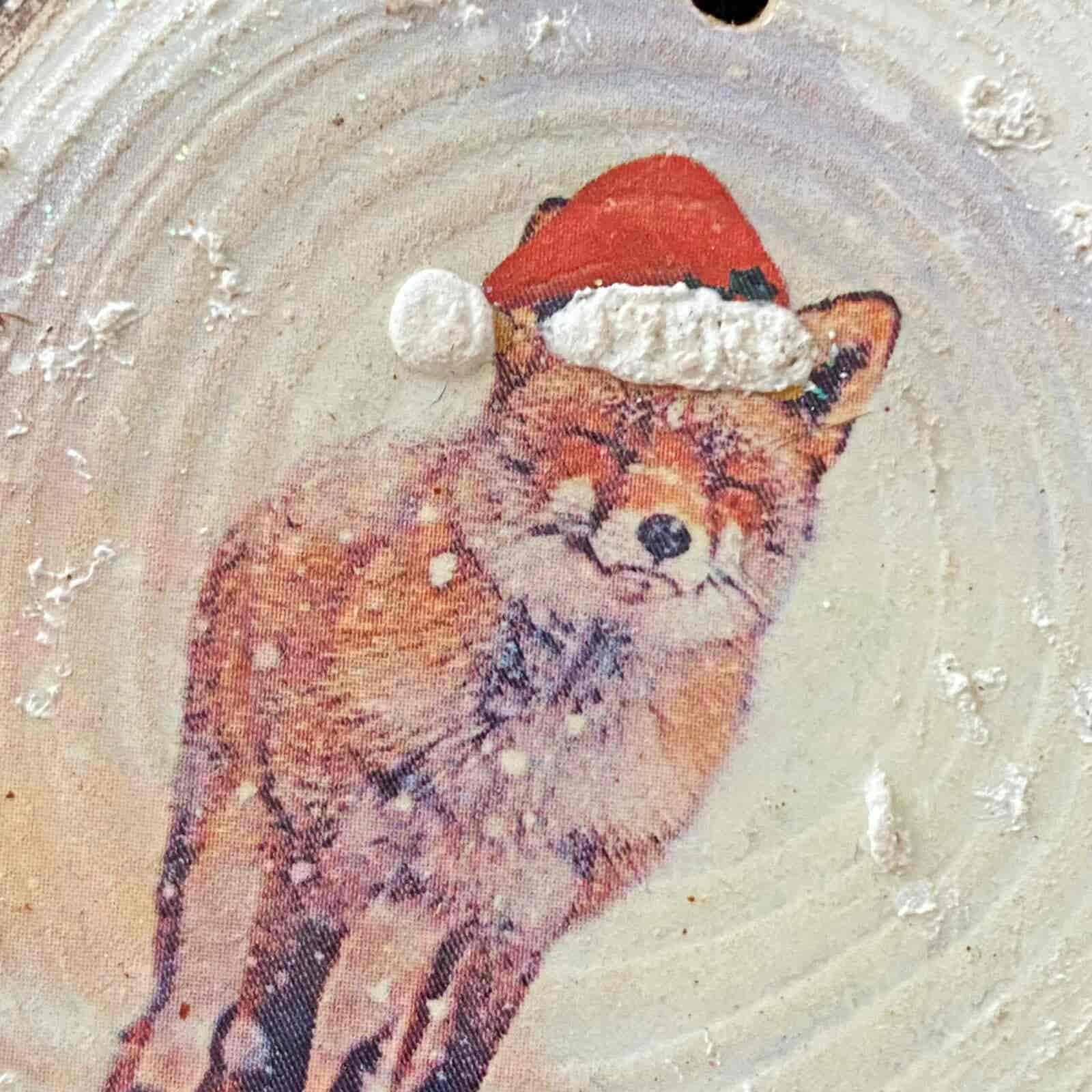Christmas Fox hanging Wood Slice (1) - Image 3