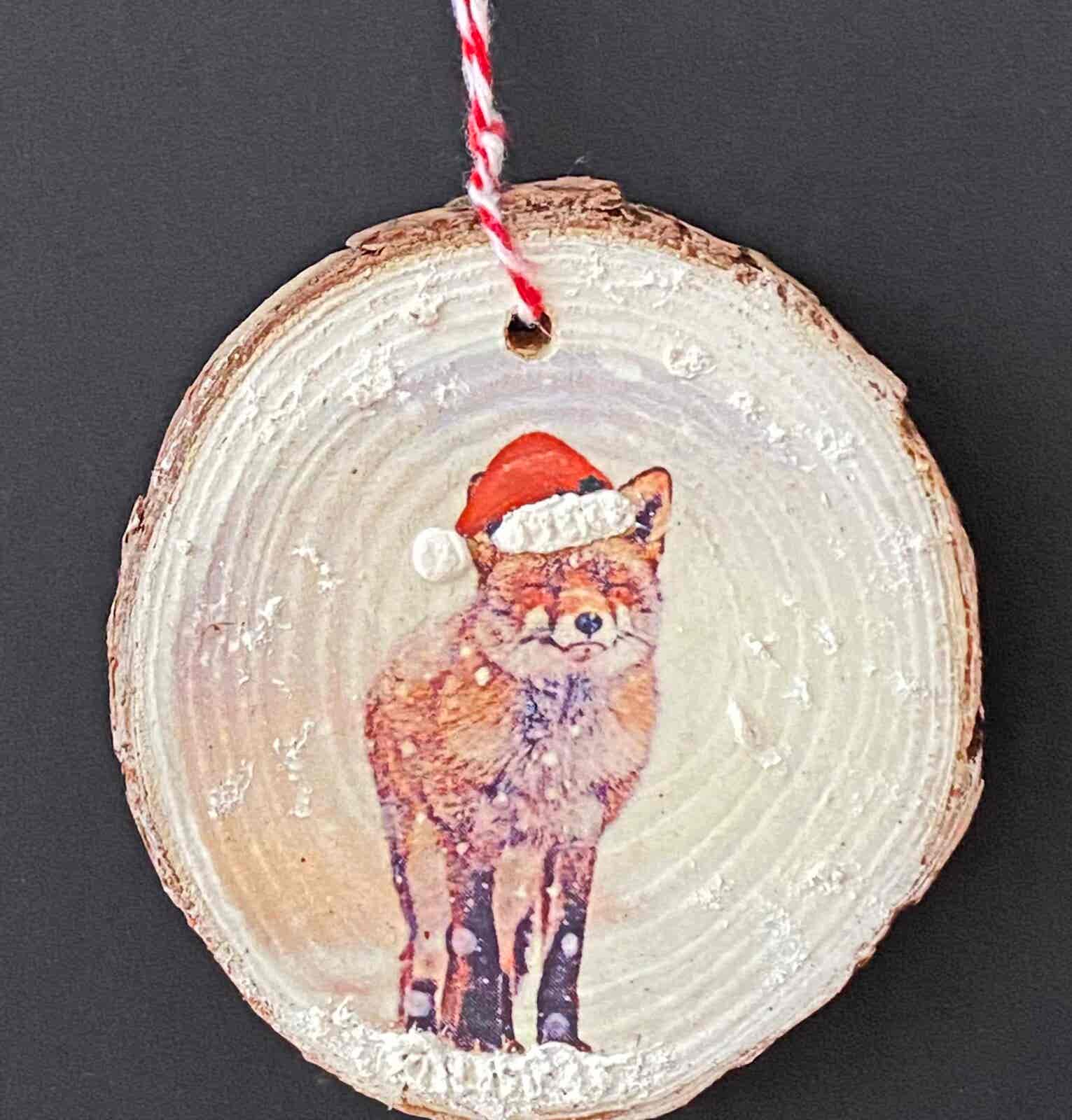 Christmas Fox hanging Wood Slice (1)