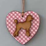 Poodle (on pink & white chequered heart) Plaque