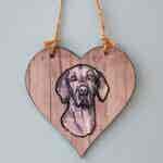 Weimaraner (on wood grain heart) Plaque