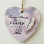Heaven & Feather Heart Memorial Plaque (pink)