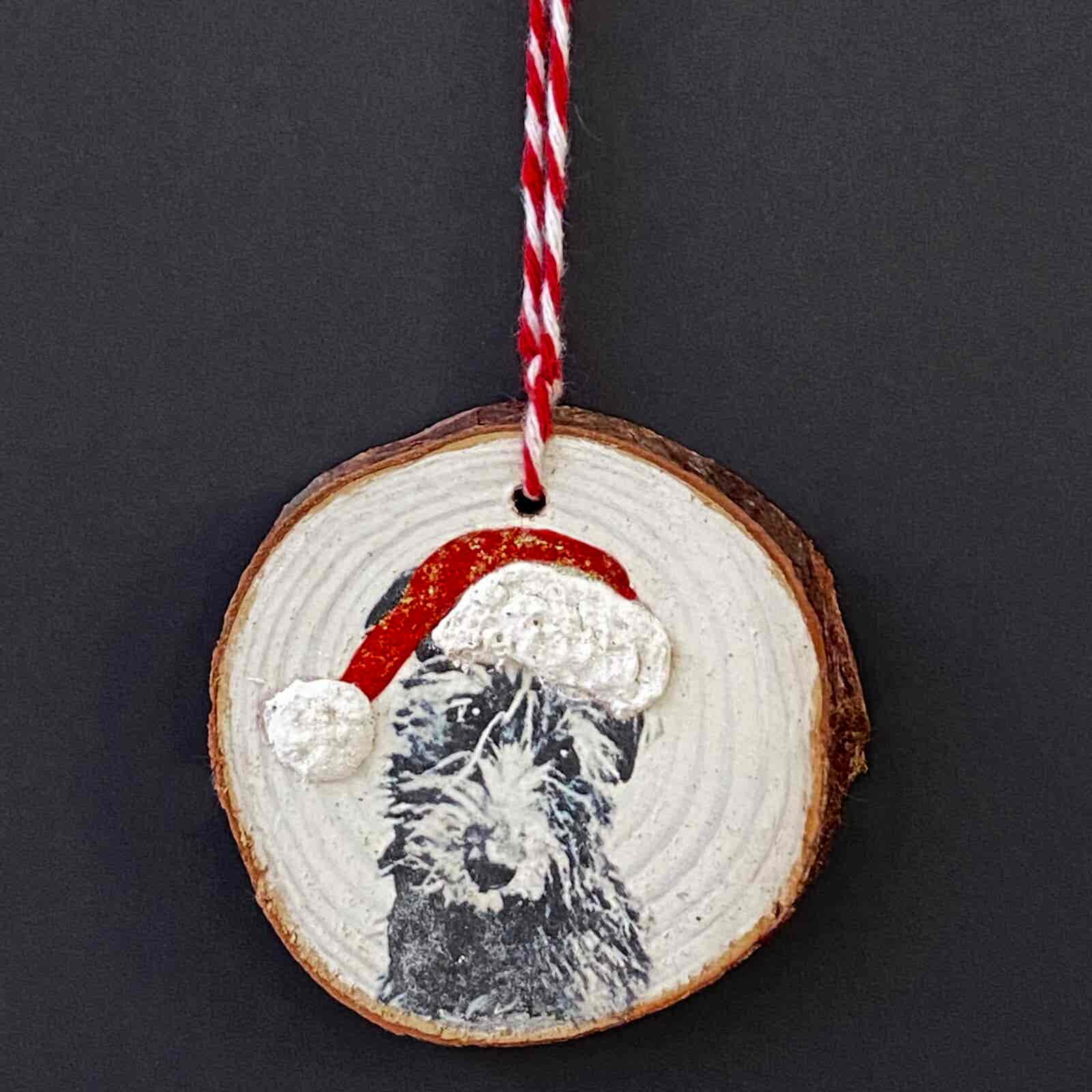 Beddy Whip/Lurcher Christmas hanging Wood Slice