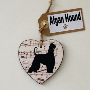 Afghan Hound Heart (with tag) Plaque - dark beige
