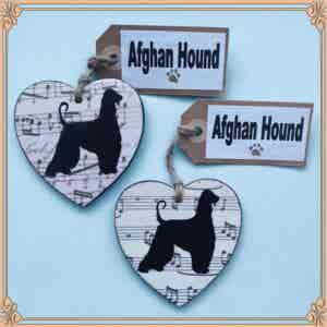 Afghan Hound Heart (with tag) Plaque