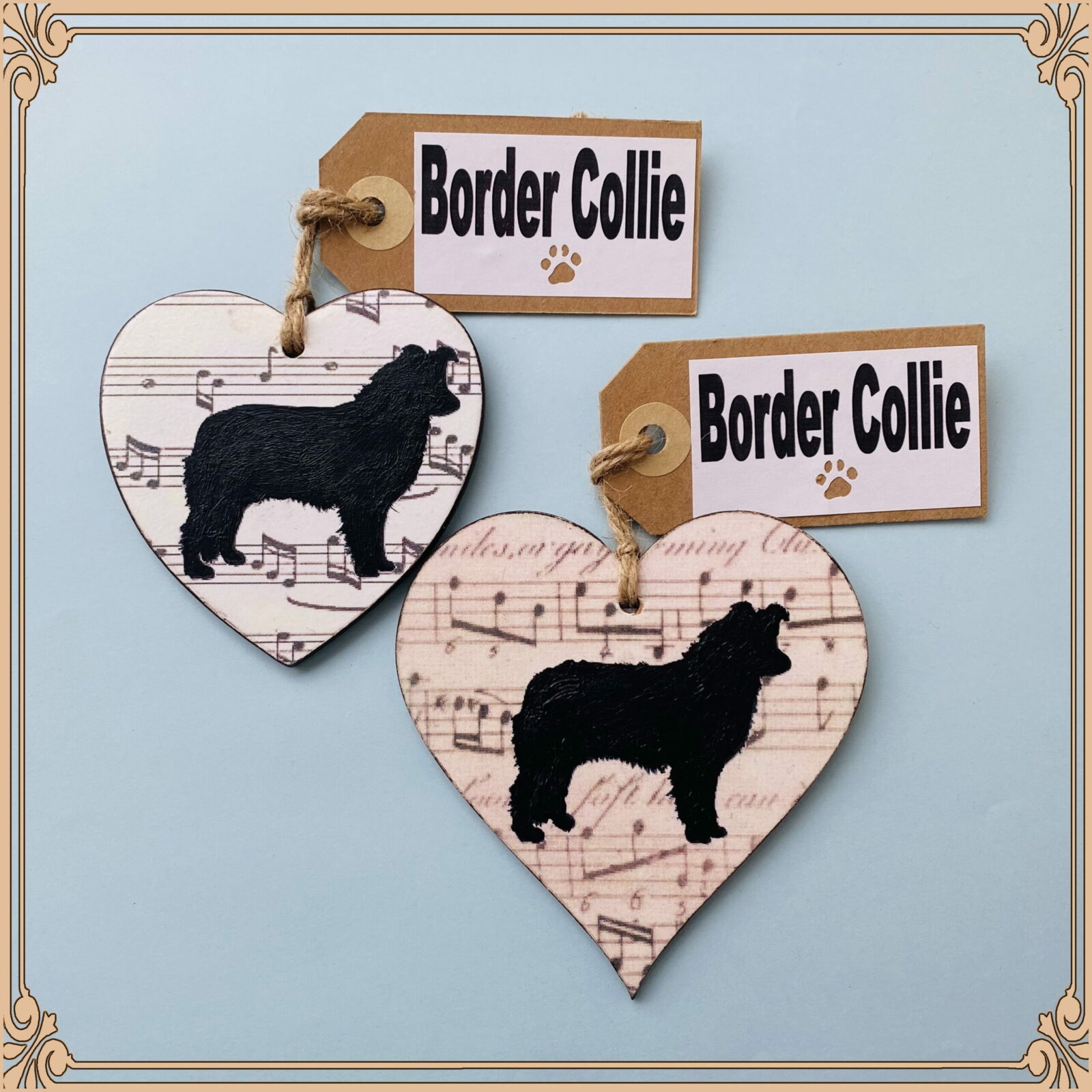 Border Collie Heart (with tag) Plaque