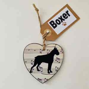Boxer Heart (with tag) Plaque - pale cream